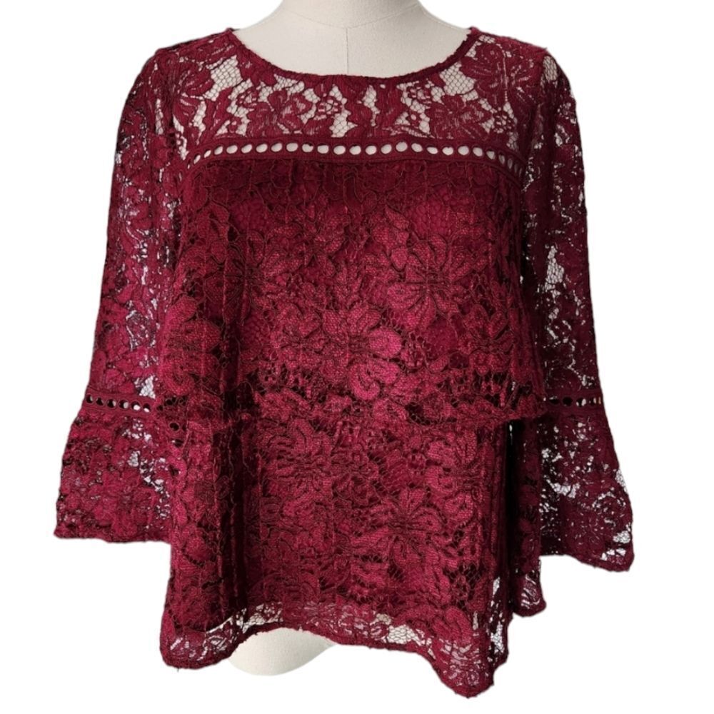 Laundry Burgundy Lace Top - Size XS